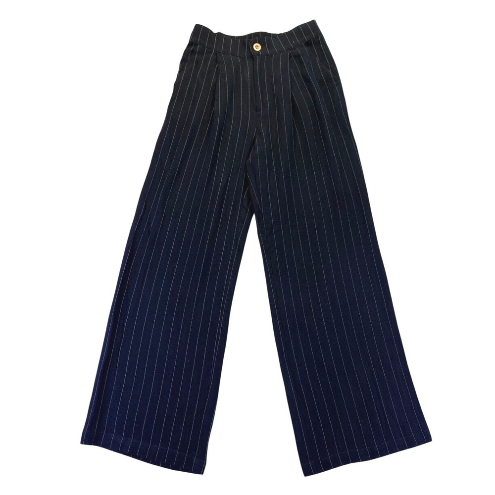 NWT Chaser Beverly Pinstripe Wide Leg Pants Black White S Dark Academia Preppy